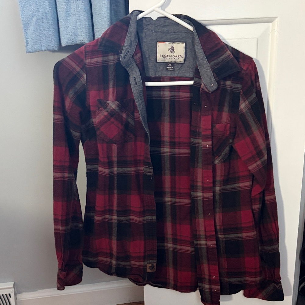 Legendary Whitetails Burgundy and Black Plaid Shirt